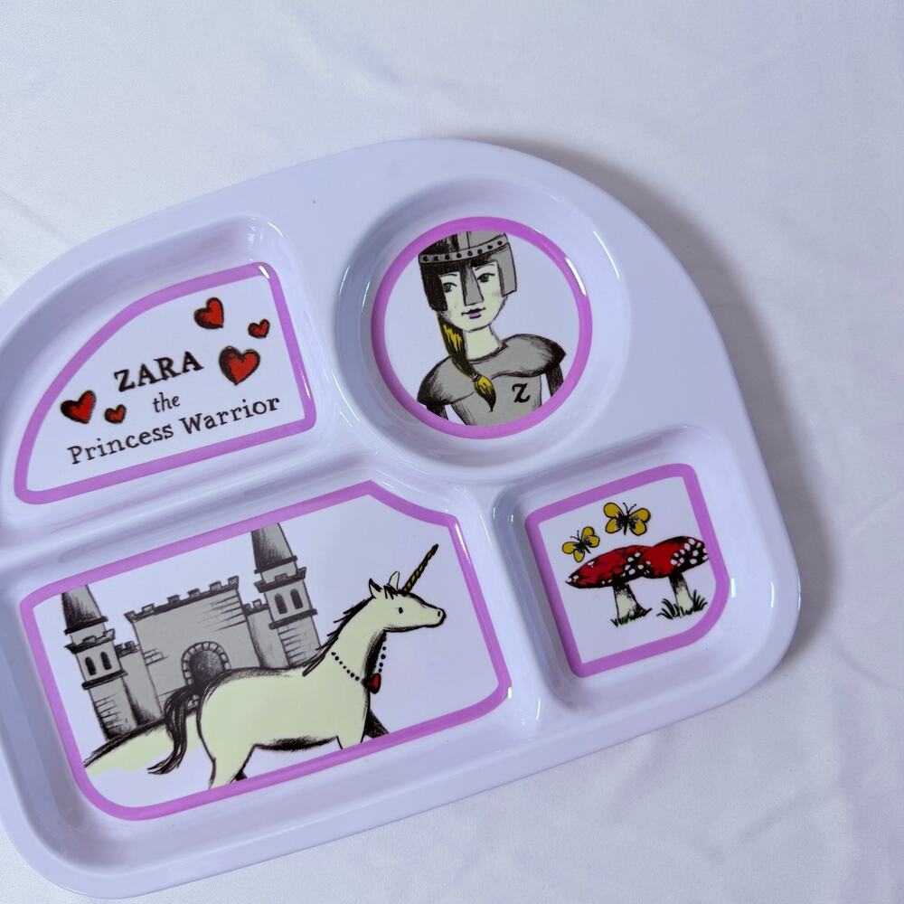 Zara The Princess Warrior & Unicorn Little Kingdom Divided Melamine Plate (1)